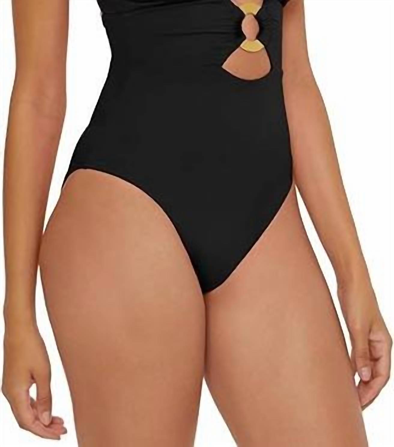 Soluna - Standard Buckle Up One Piece Bandeau Swimsuit - black - clothing - one - pieces