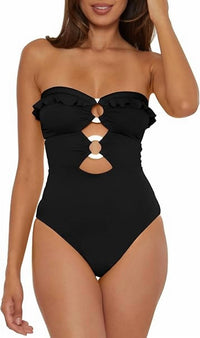 Soluna - Standard Buckle Up One Piece Bandeau Swimsuit - black - clothing - one - pieces