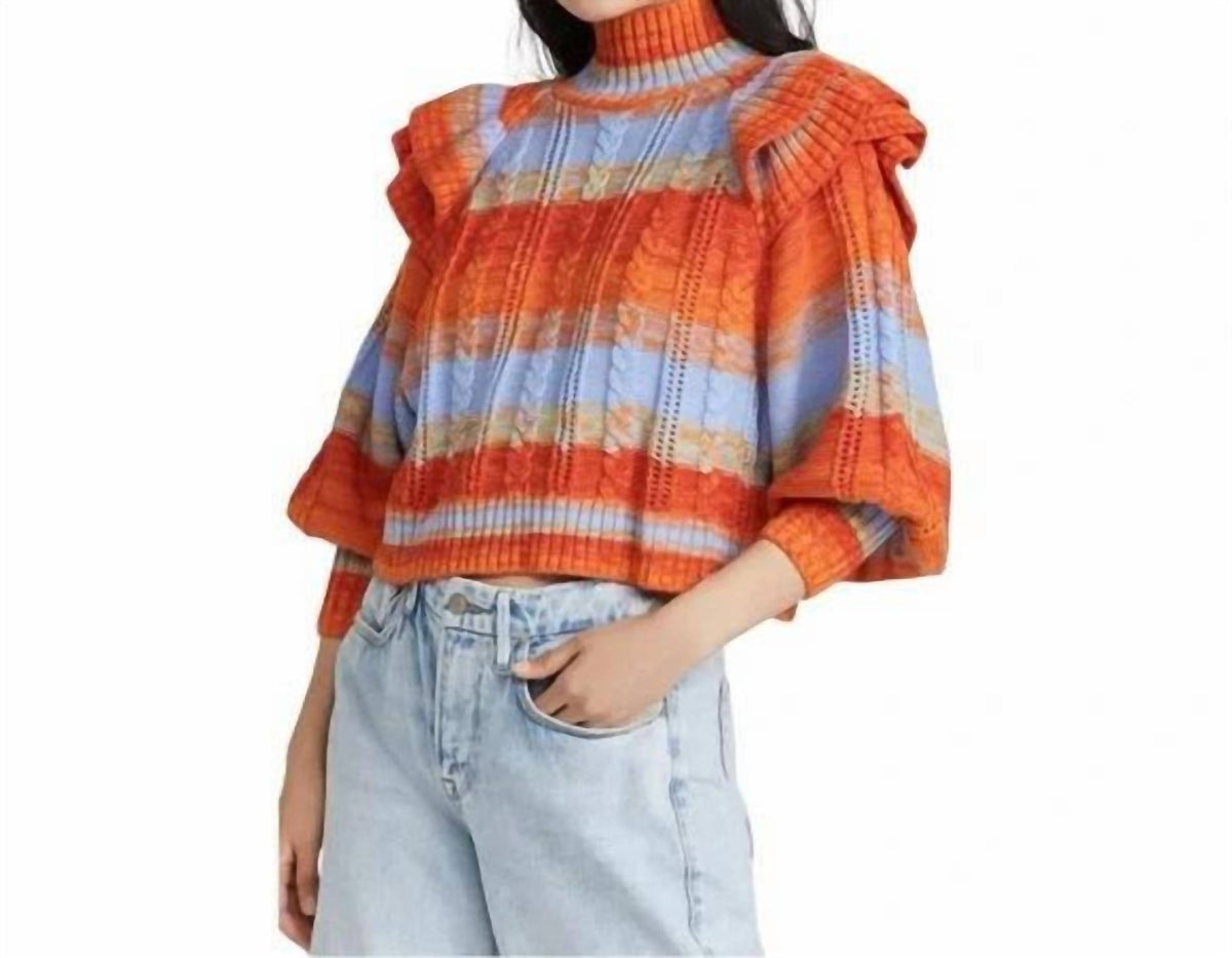 Something Navy - Ruffle Mock Neck Sweater