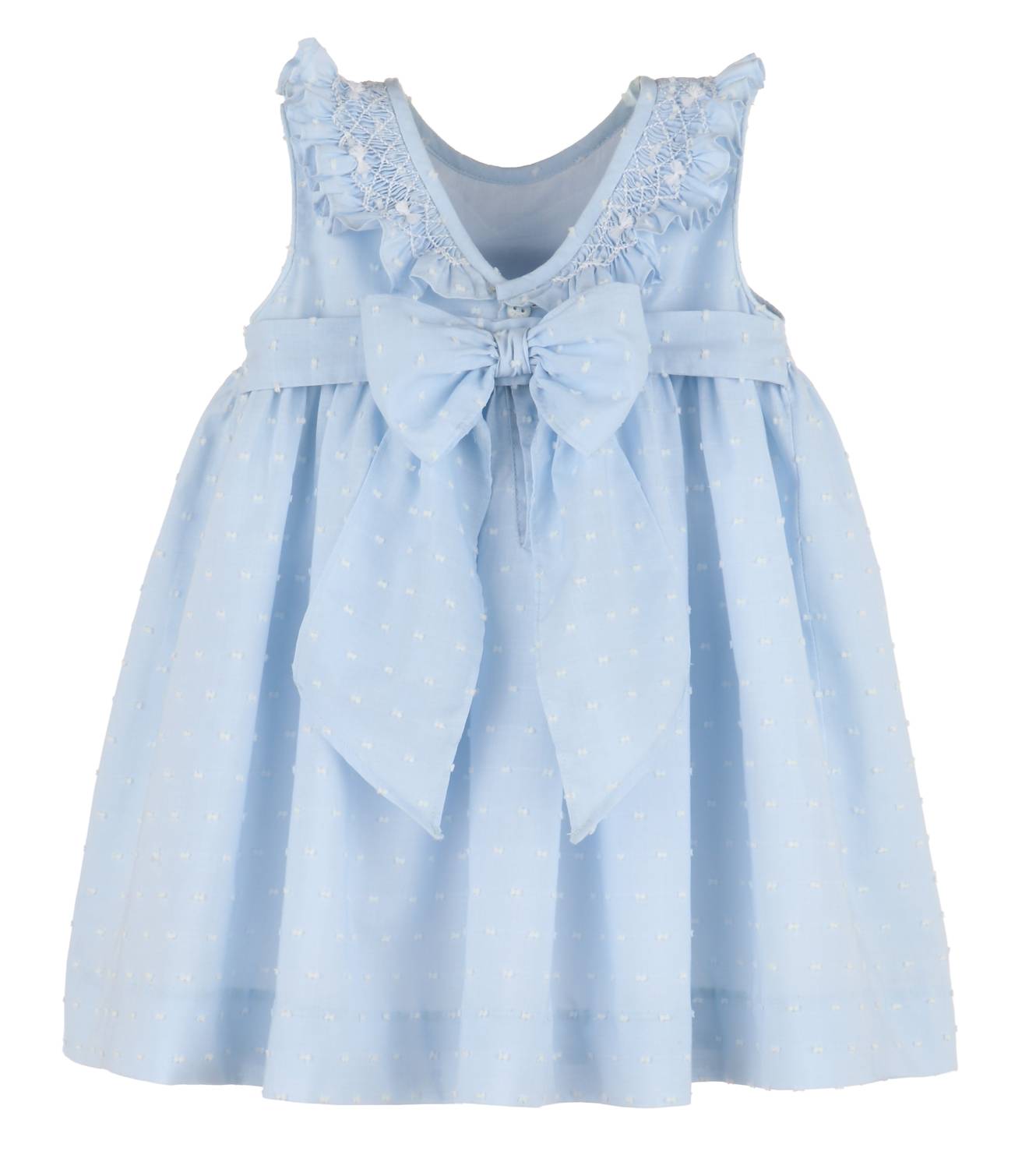 Sophie & Lucas - Girl's Dotted Swiss Ribbon Dress - blue - casual - clothing