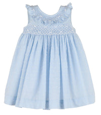 Sophie & Lucas - Girl's Dotted Swiss Ribbon Dress - blue - casual - clothing