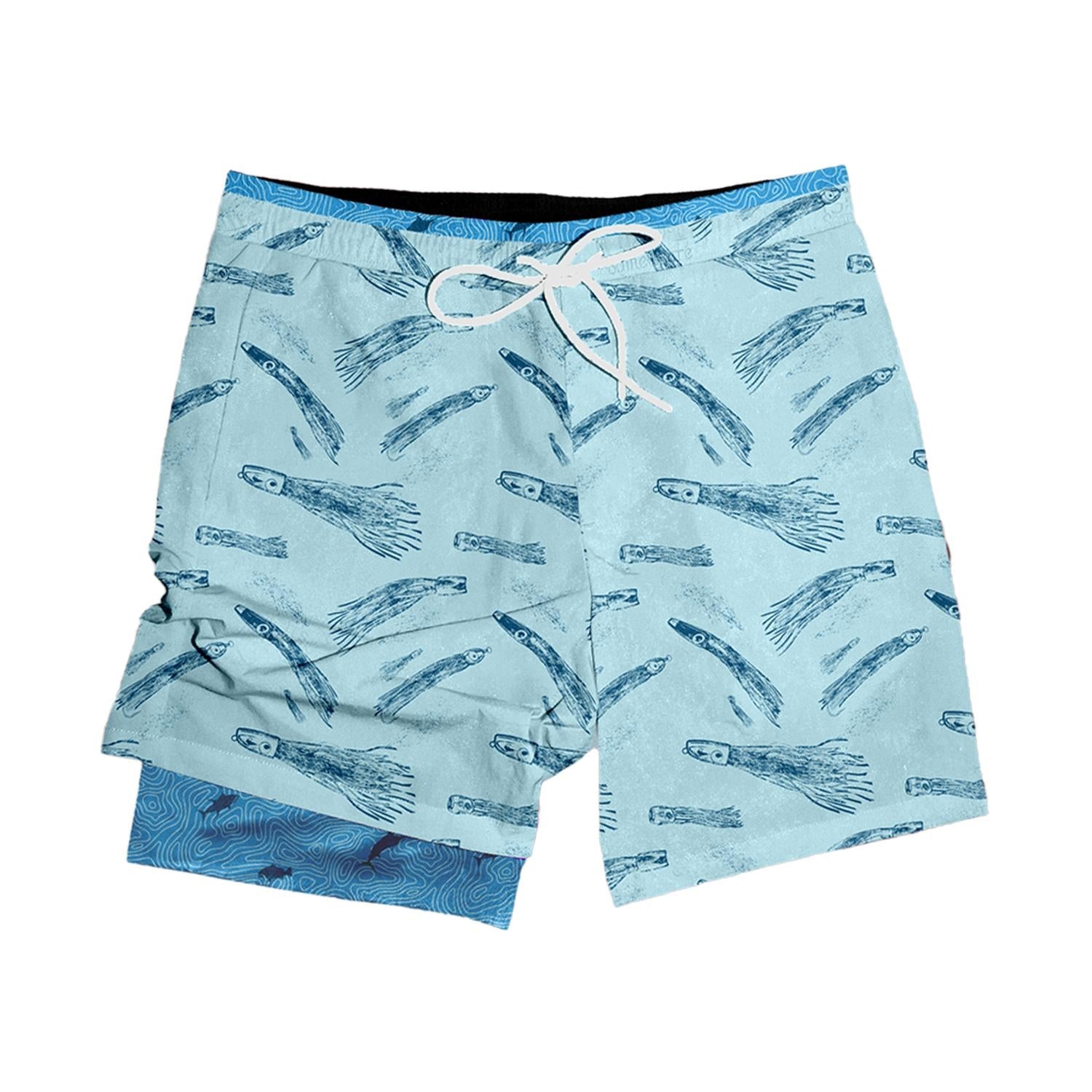 Southern Casanova - Men's Topo Trolling Lures Swim Trunks - animal - blue - clothing