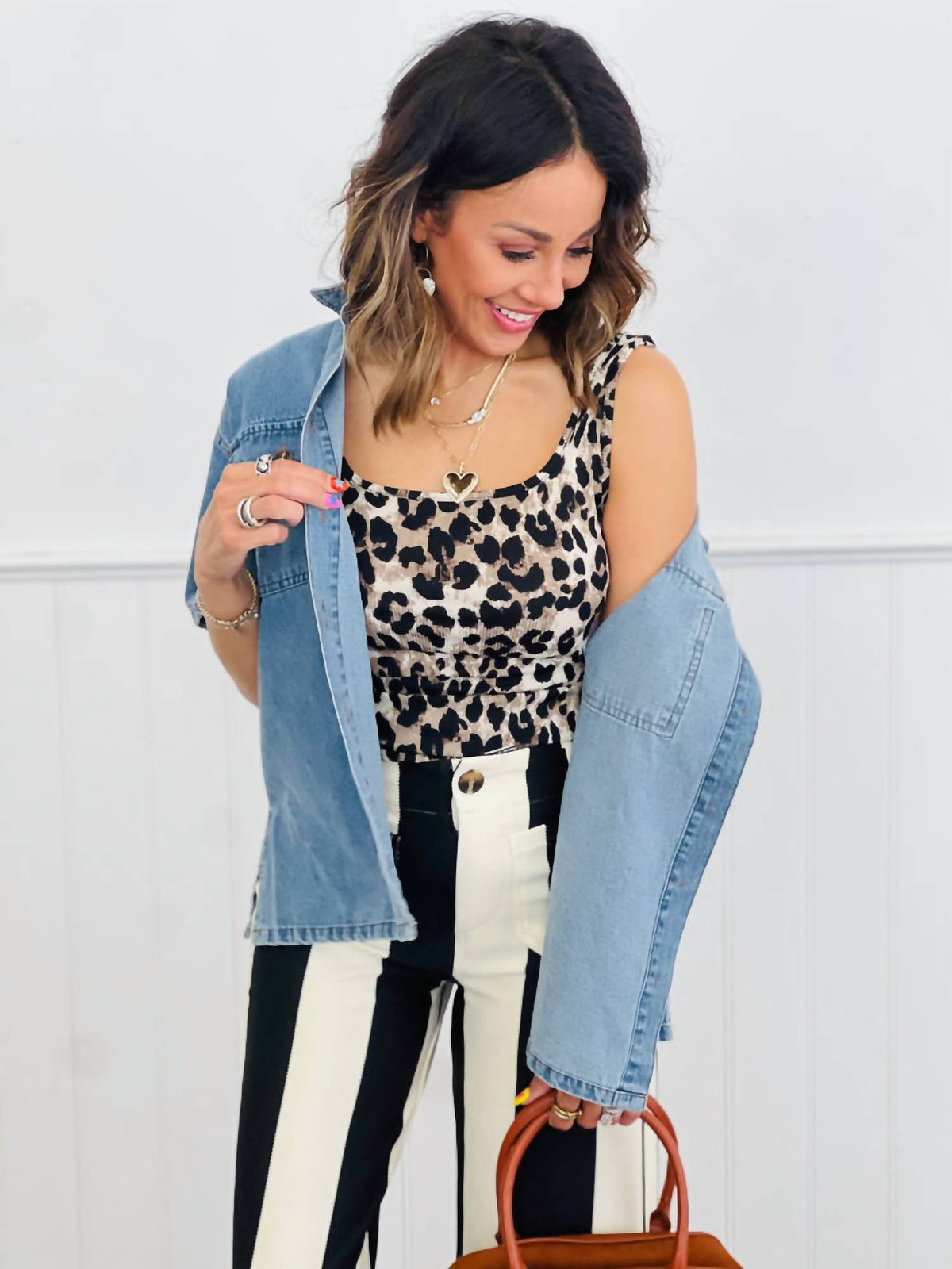Southern Grace - Leopard Ribbed Square Neck Tank Top