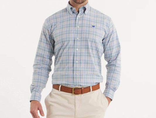 Southern Marsh - Grainger Performance Plaid Shirt - blue - clothing - cotton - blend