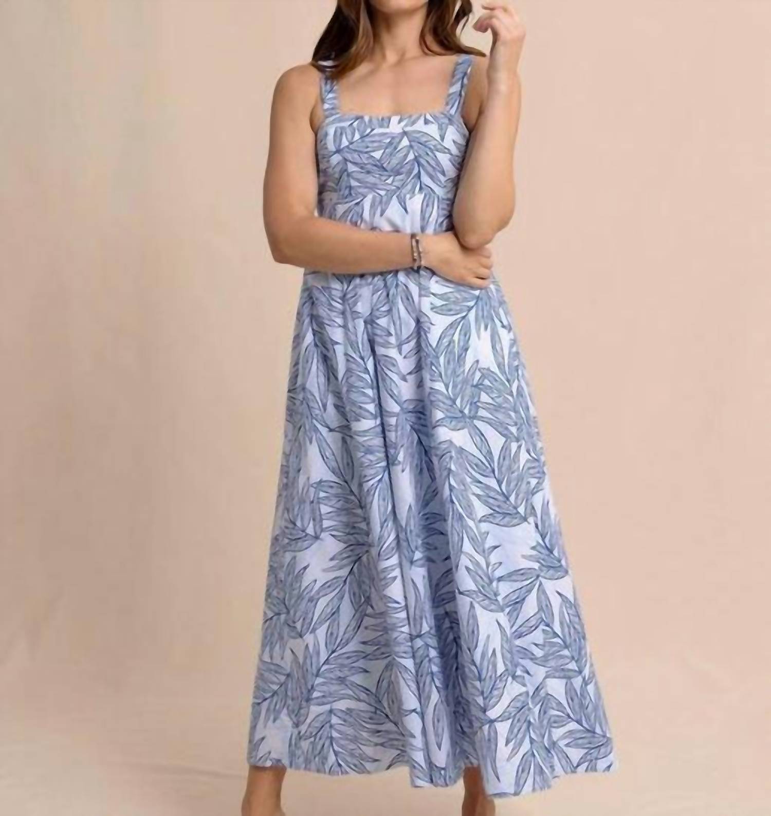 Southern Tide - Leighton Blue Palms Seersucker Tie Back Maxi Dress - blue - clothing - cotton - blend