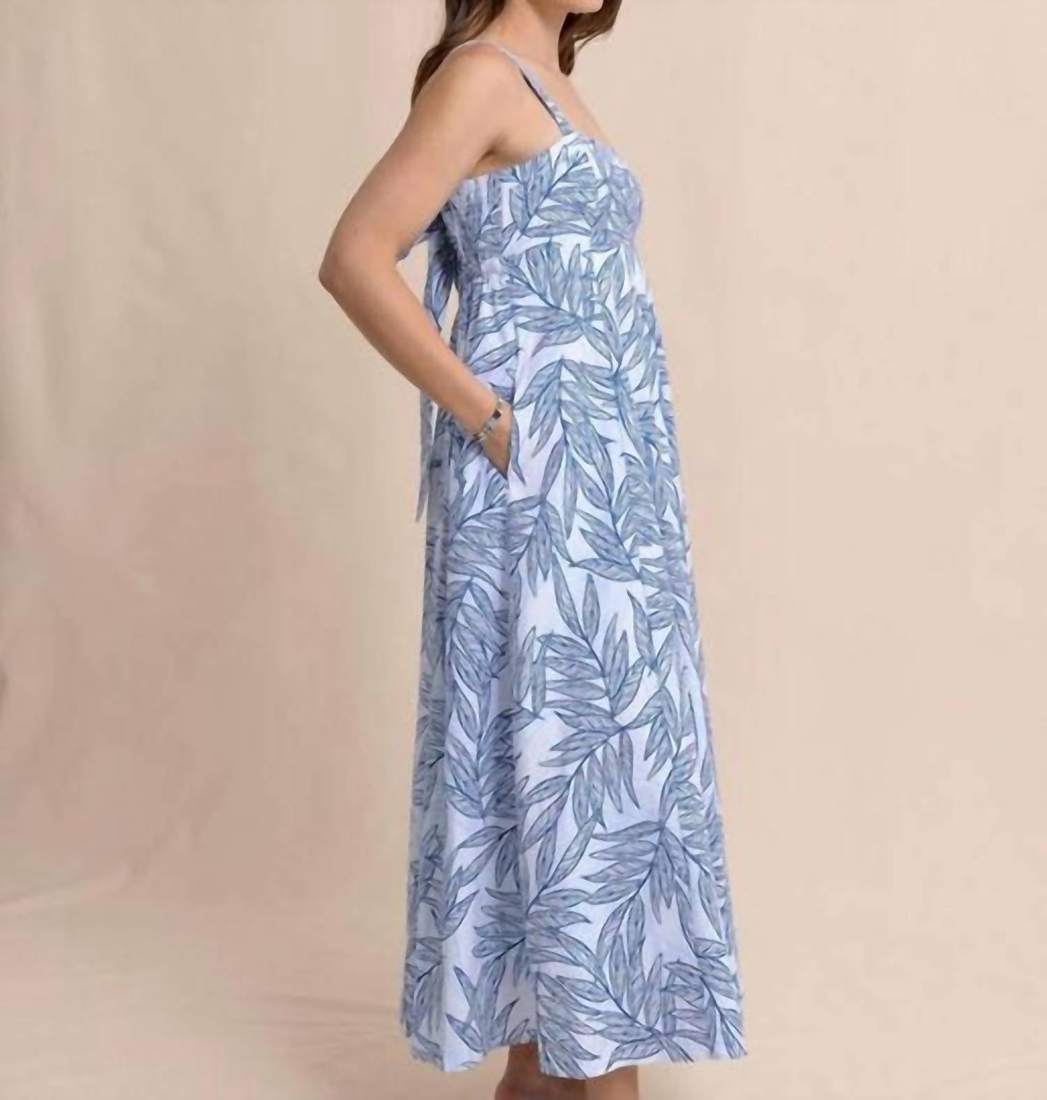 Southern Tide - Leighton Blue Palms Seersucker Tie Back Maxi Dress - blue - clothing - cotton - blend