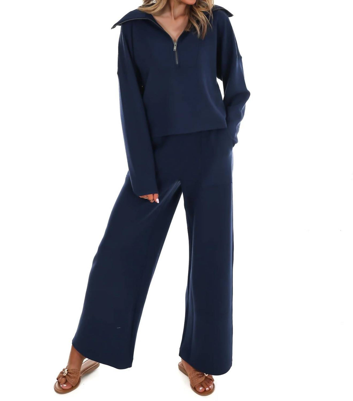 Spanx - French Rib Half Zip Pullover Sweatshirt