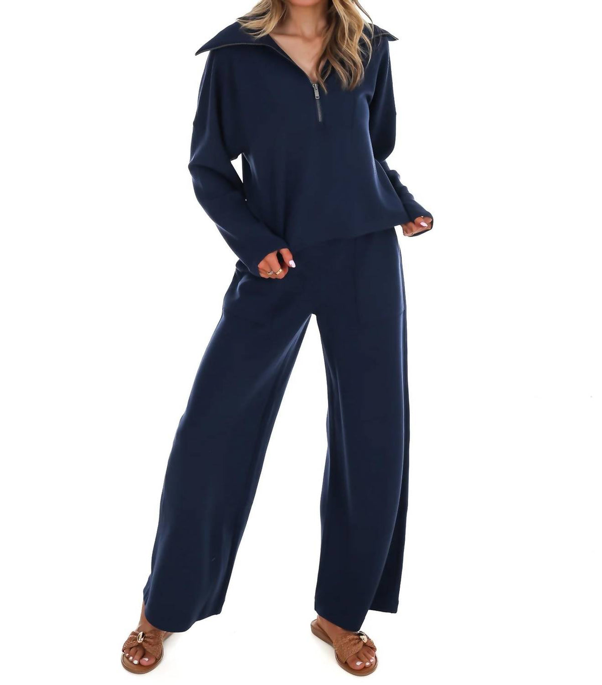 Spanx - French Rib Half Zip Pullover Sweatshirt