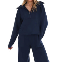 Spanx - French Rib Half Zip Pullover Sweatshirt