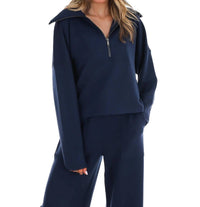Spanx - French Rib Half Zip Pullover Sweatshirt