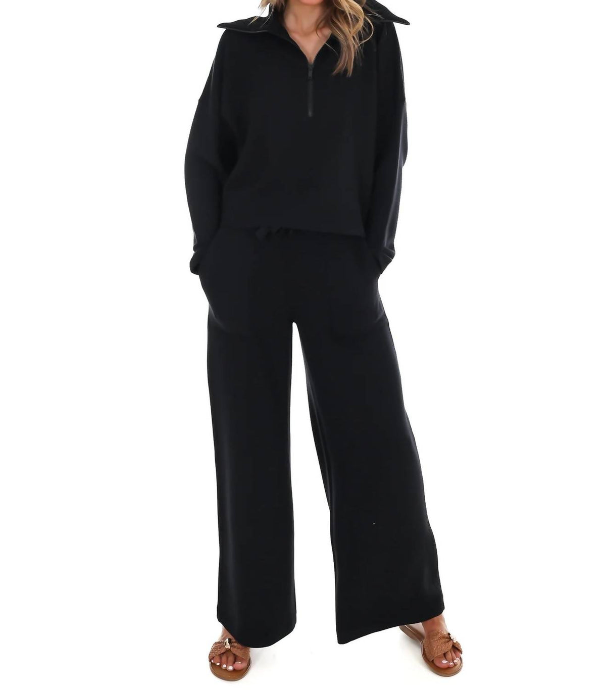 Spanx - French Rib Half Zip Pullover Sweatshirt