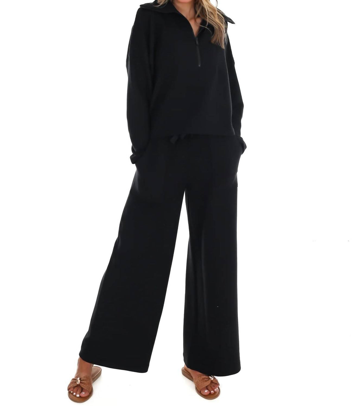 Spanx - French Rib Half Zip Pullover Sweatshirt