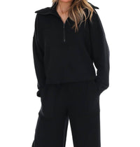 Spanx - French Rib Half Zip Pullover Sweatshirt