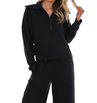 Spanx - French Rib Half Zip Pullover Sweatshirt