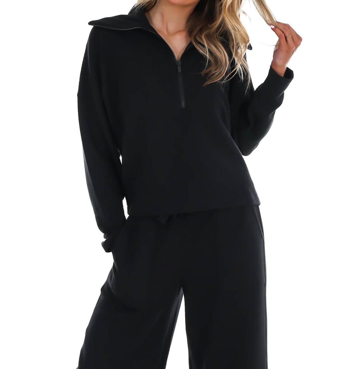 Spanx - French Rib Half Zip Pullover Sweatshirt