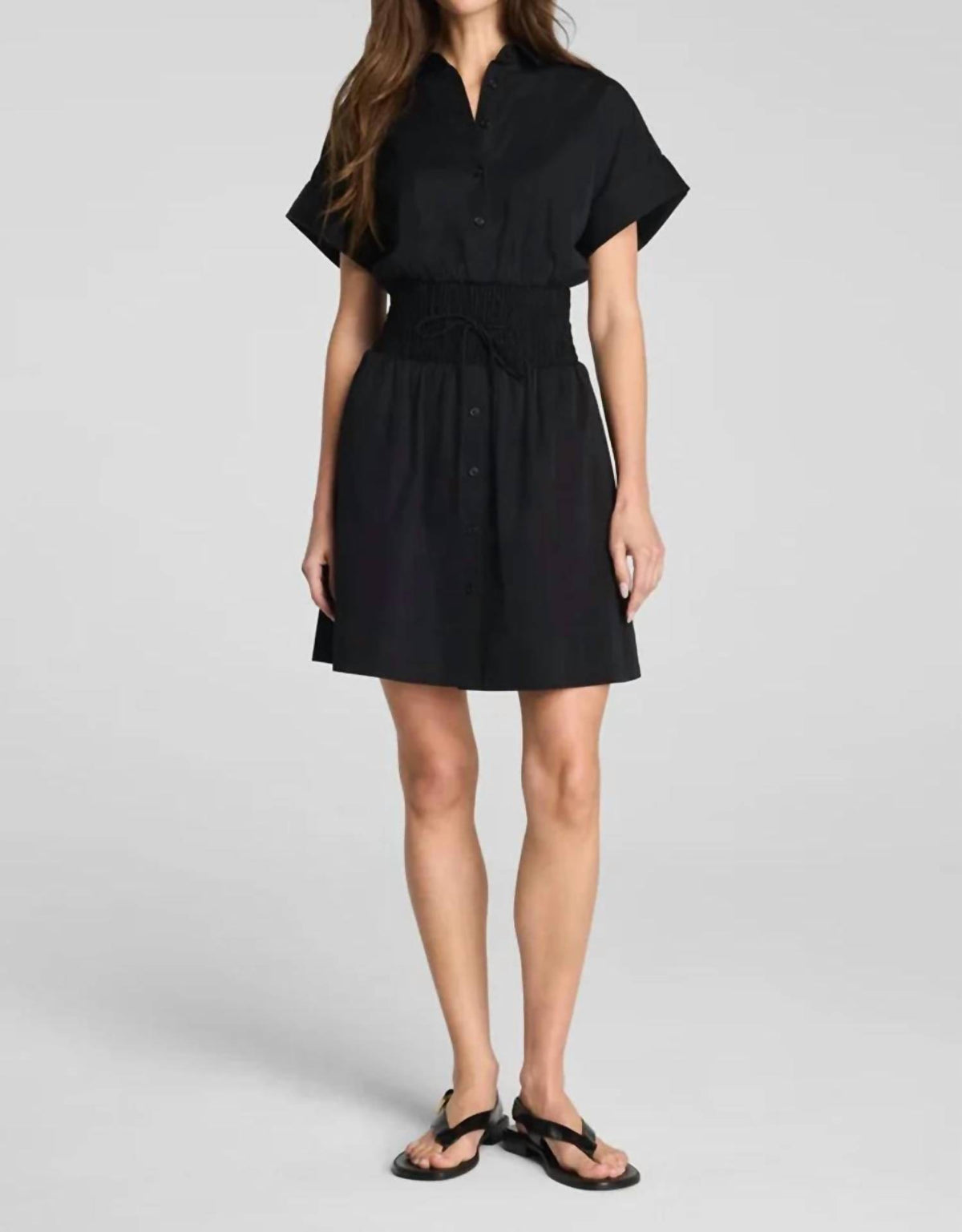Spanx - Poplin Smocked Mini Shirt Dress