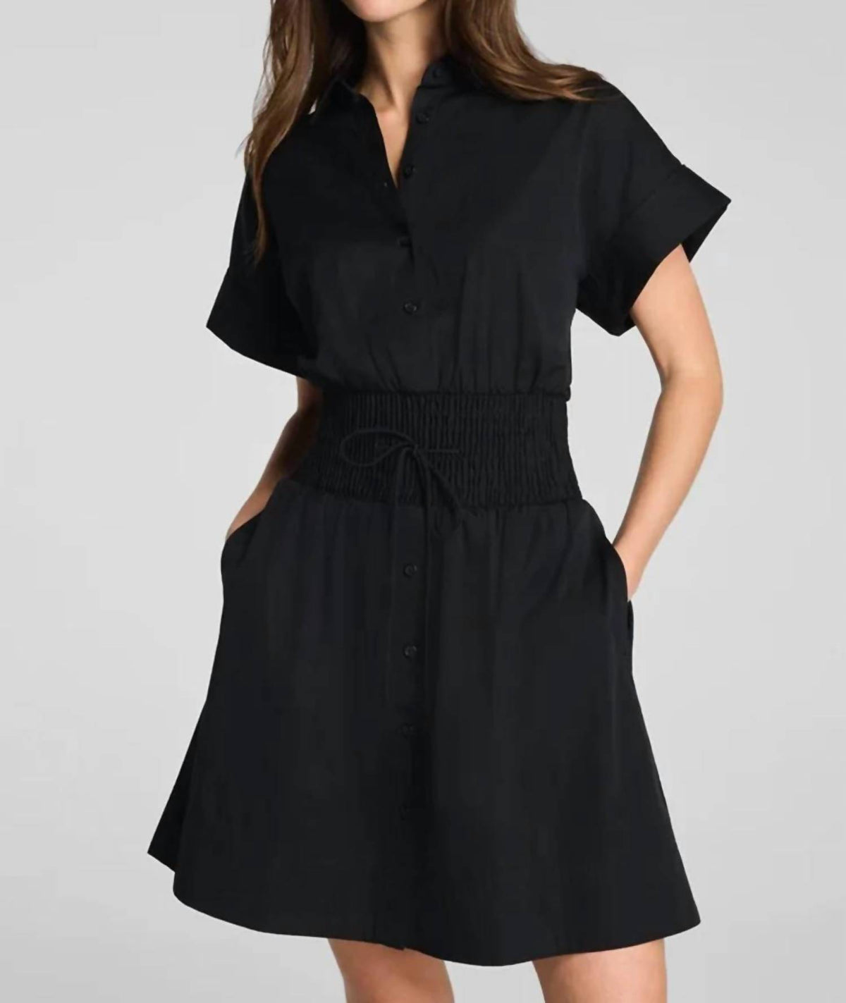 Spanx - Poplin Smocked Mini Shirt Dress