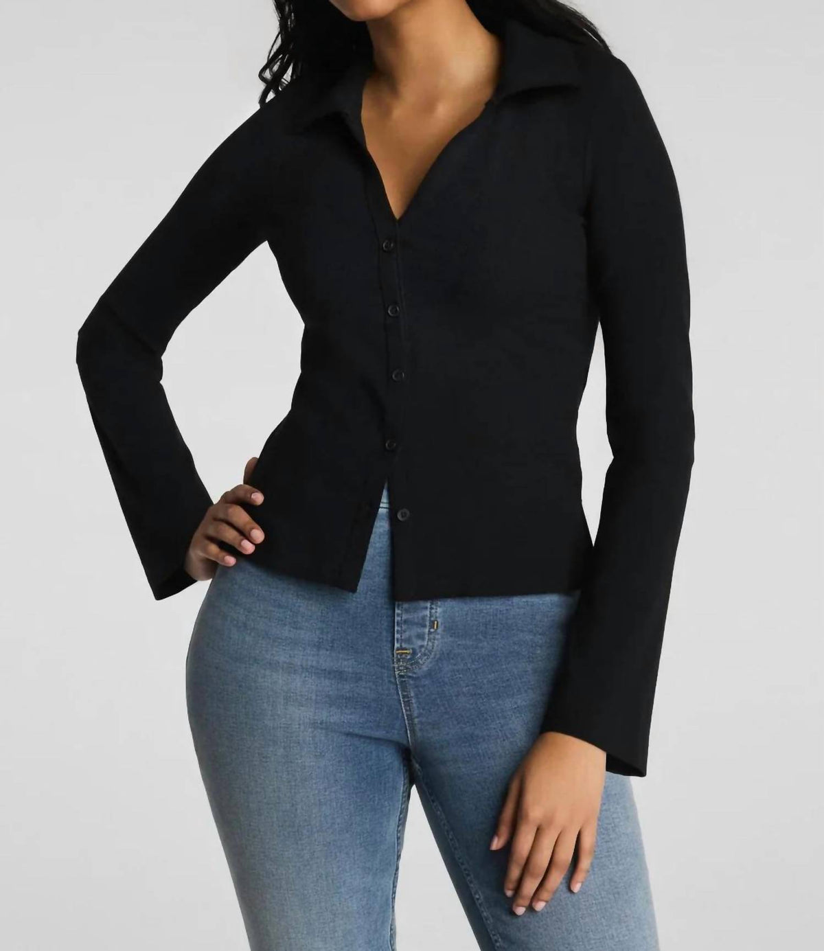 Spanx - Ribbed Knit Button Down Top