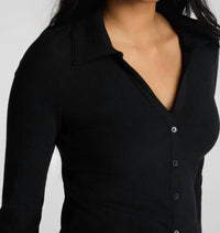 Spanx - Ribbed Knit Button Down Top