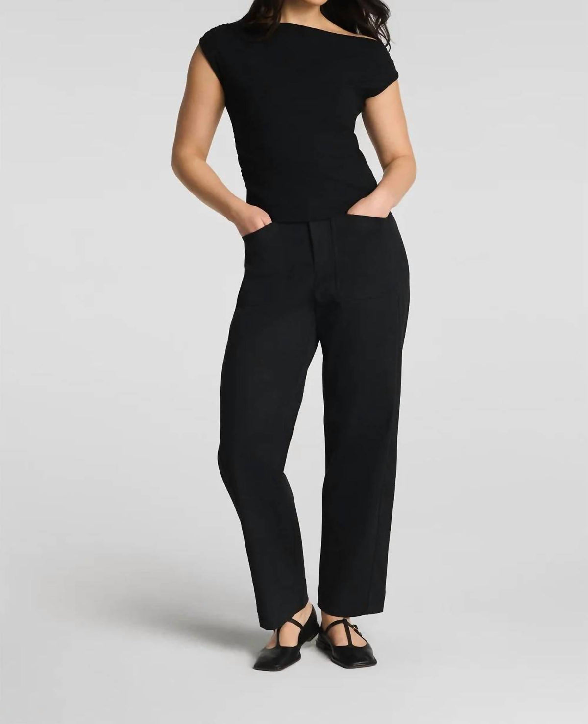 Spanx - Ribbed Knit Ruched Off-the-shoulder Top