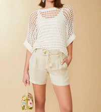 Spartina 449 - Perrie Linen Short Flax - beige - clothing - high - waist
