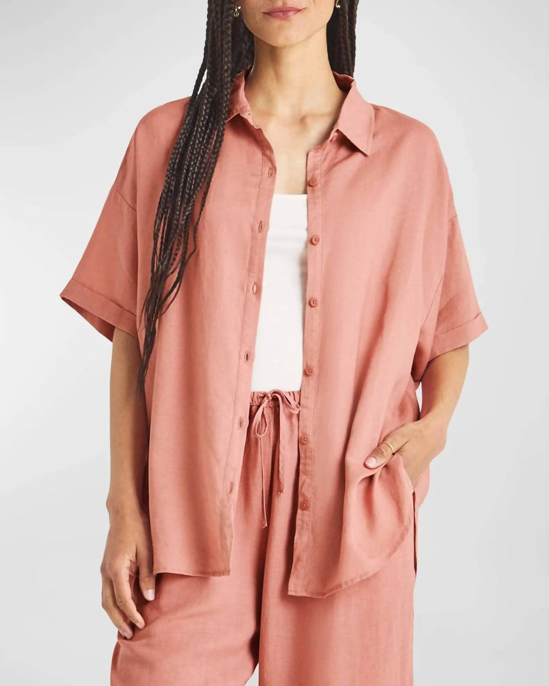 Splendid - Dawson Linen Button Down - button - down - shirts - clothing - orange