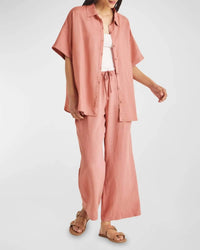 Splendid - Dawson Linen Button Down - button - down - shirts - clothing - orange