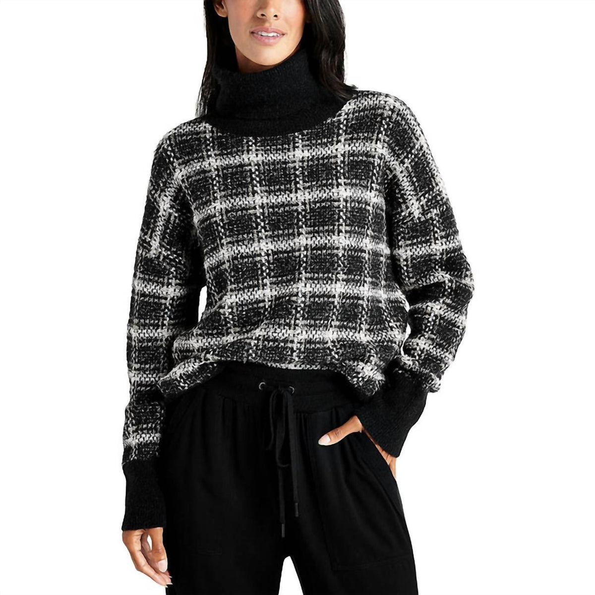 Splendid - Ginny Plaid Knit Turtleneck Sweater