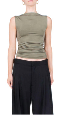 St. Agni - Cupro Jersey Top - clothing - crop - tops - green