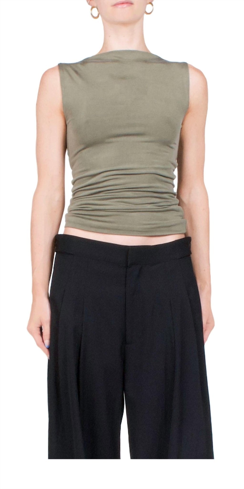 St. Agni - Cupro Jersey Top - clothing - crop - tops - green