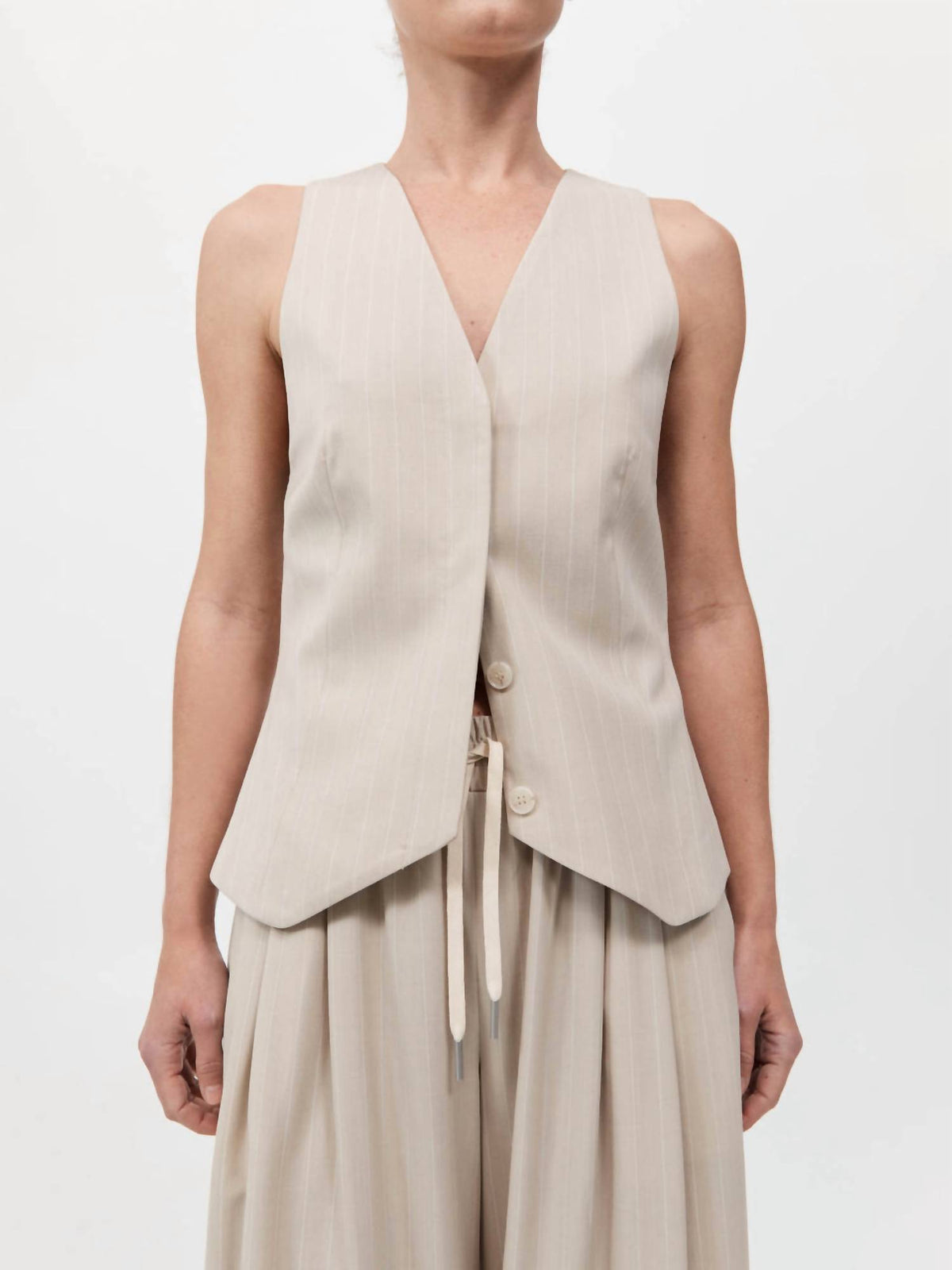 St. Agni - Pinstripe Wool Drawstring Pants