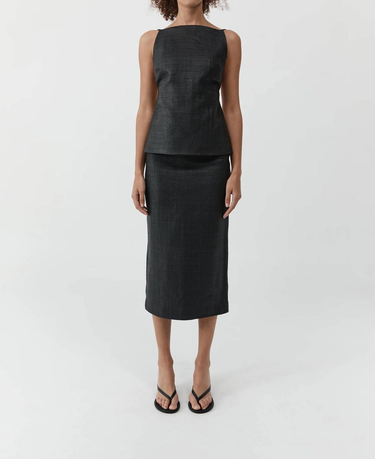 St. Agni - Woven Leather Square Neck Top