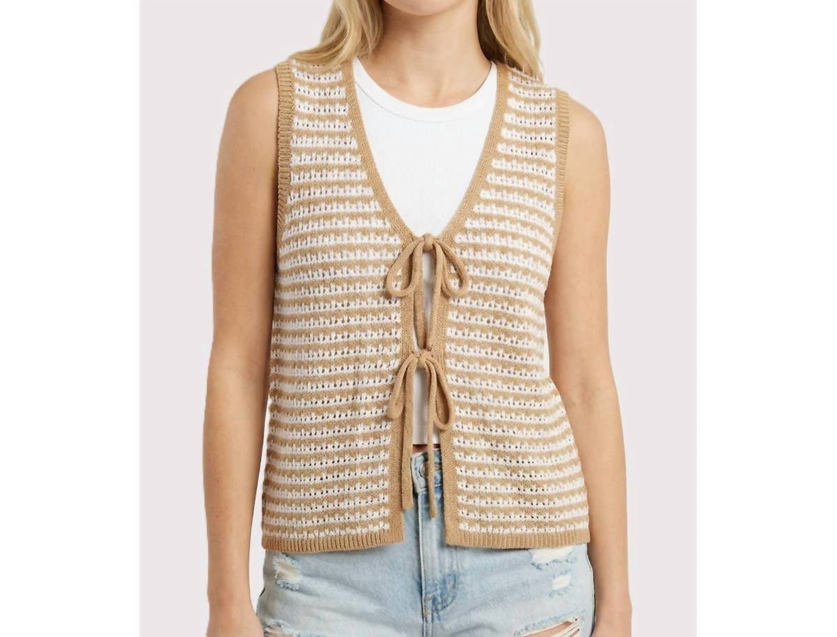 Staccato - Emmie Neutral Stripe Tie Front Knit Vest