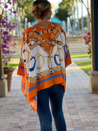 Stacy Bradley - V - neck Tunic Top - clothing - orange - patterned