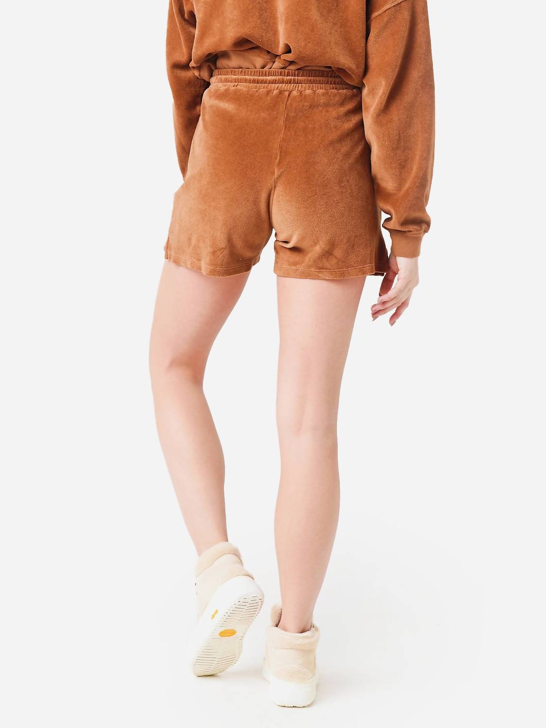Starkx - Velour Pull On Short - brown - clothing - cotton - blend