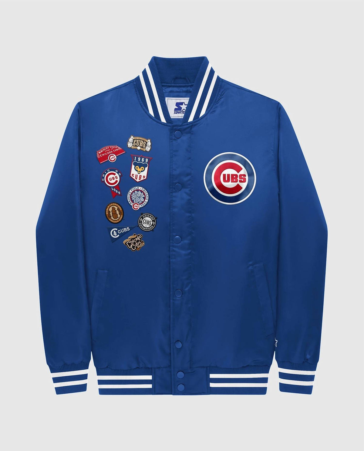 Starter - Men's Chicago Cubs Varsity Satin Full Snap Jacket