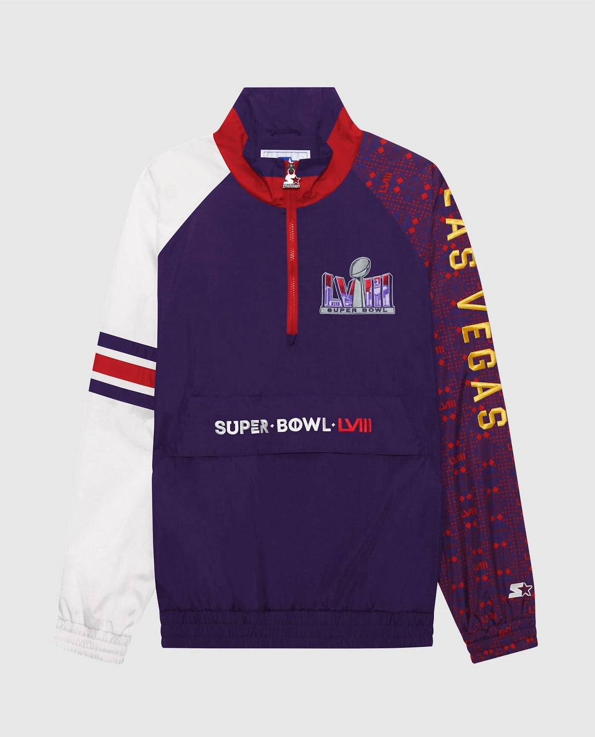 Starter - Men's Super Bowl Lviii Nylon Elite Half-zip Pullover Jacket