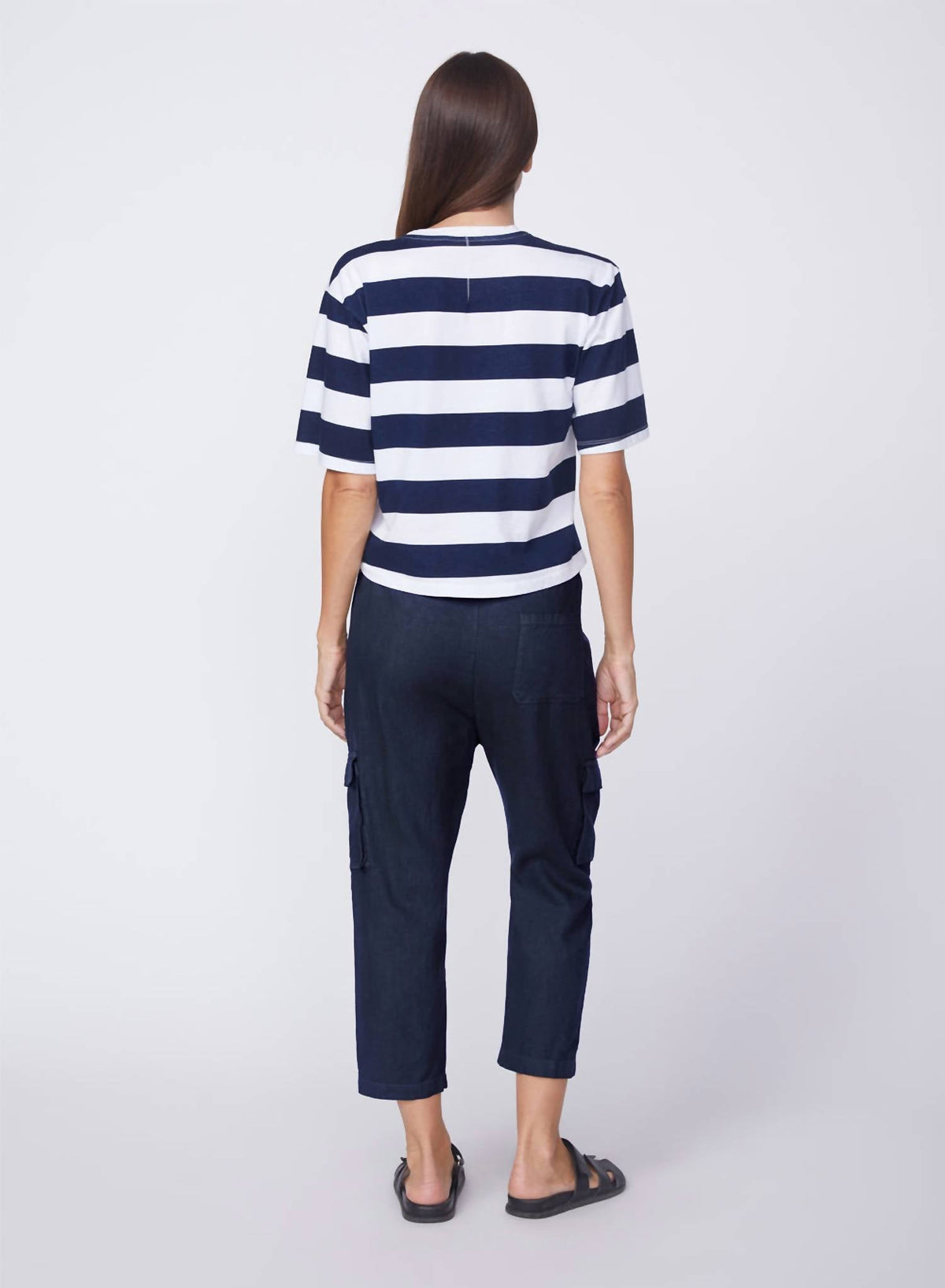 Stateside - Linen Paperbag Cargo Pant - ankle - black - clothing