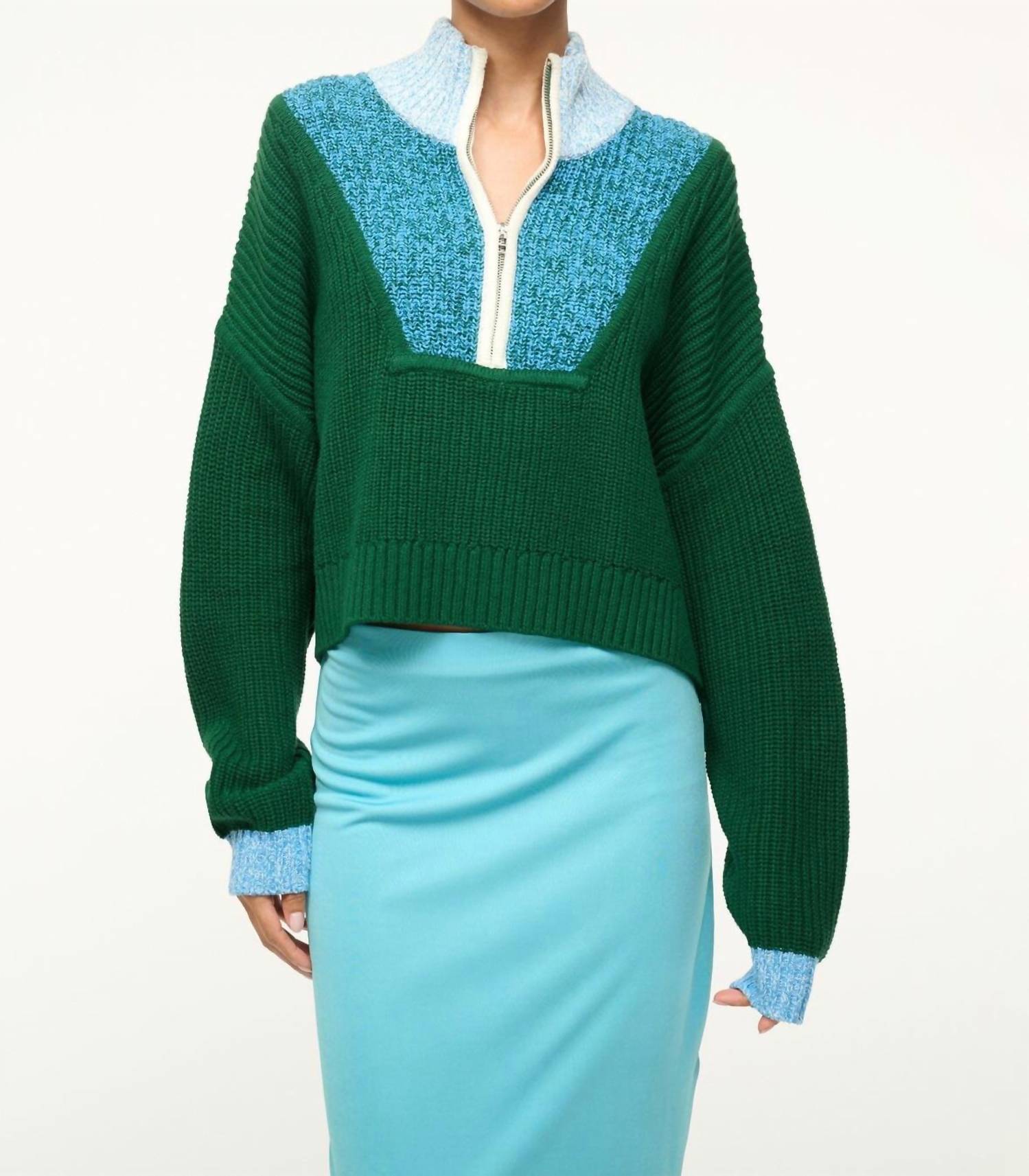 Staud - Cropped Hampton Sweater - clothing - cotton - blend - cowl