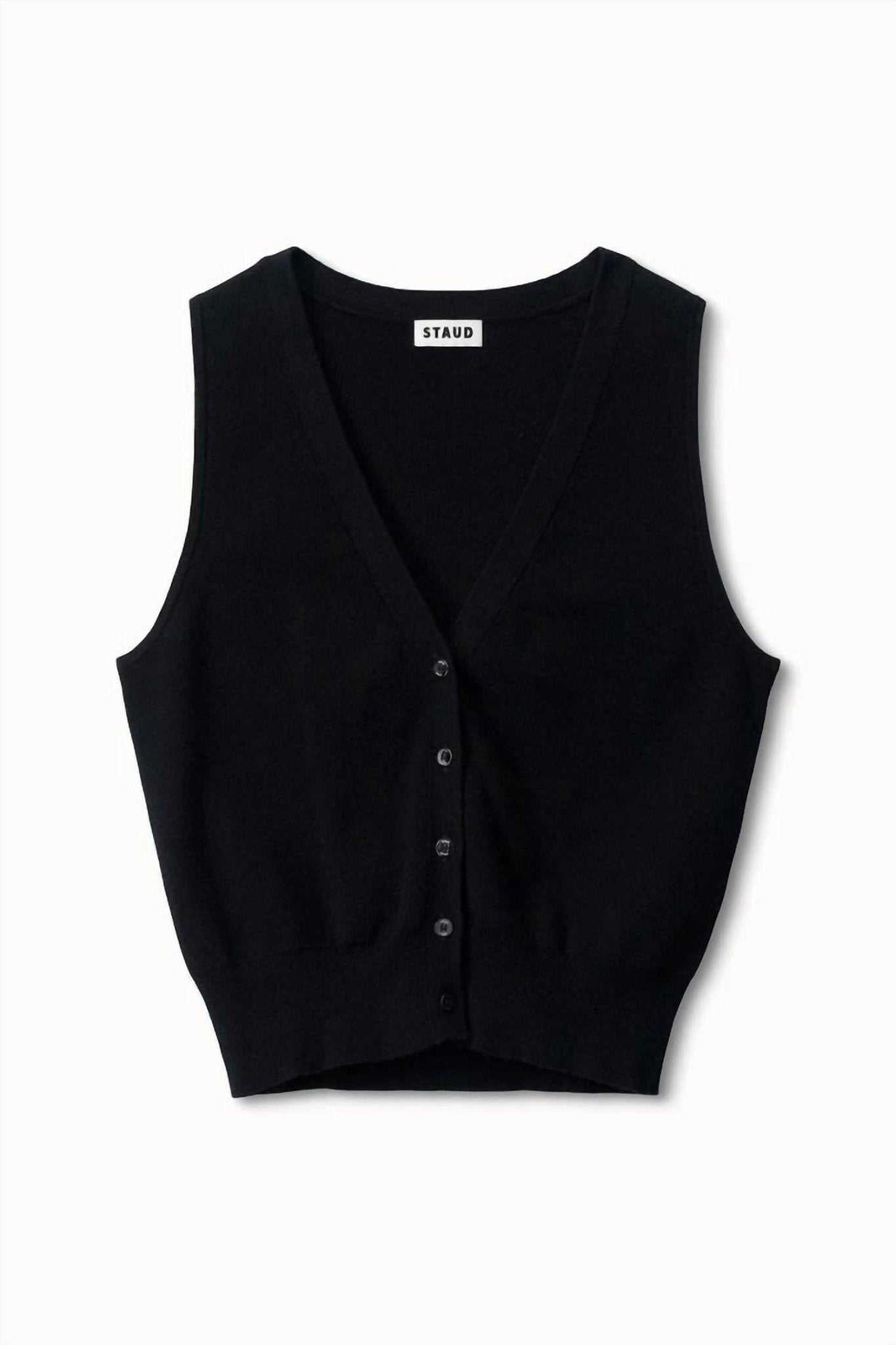 Staud - Ficus Sweater Vest - black - clothing - cotton