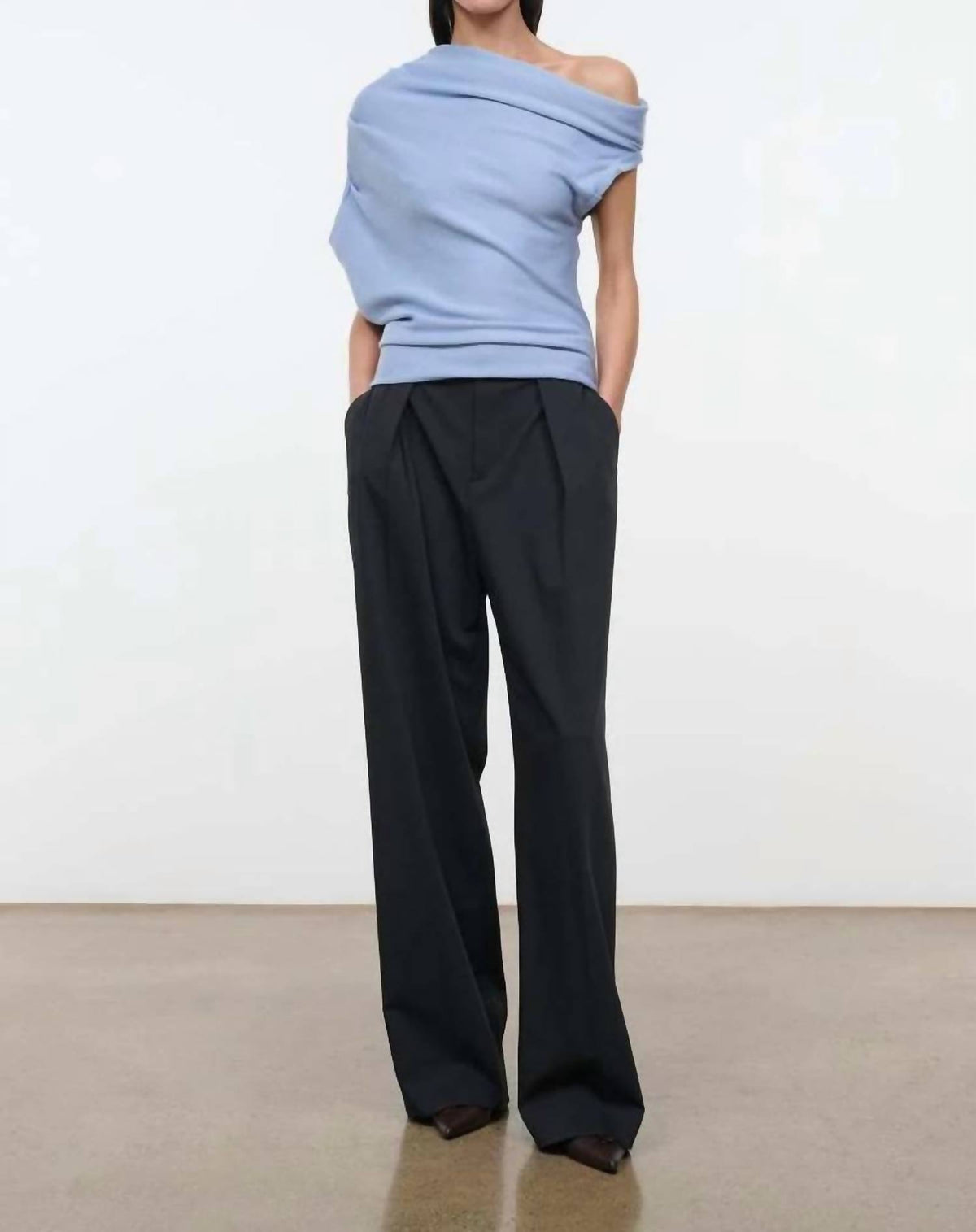 Staud - Mabel Asymmetrical Draped Knit Sweater