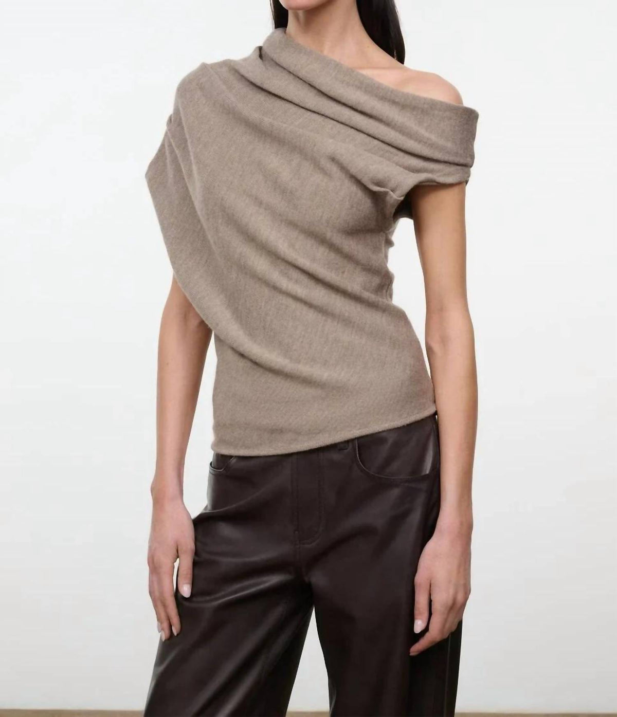 Staud - Mabel Asymmetrical Draped Knit Sweater