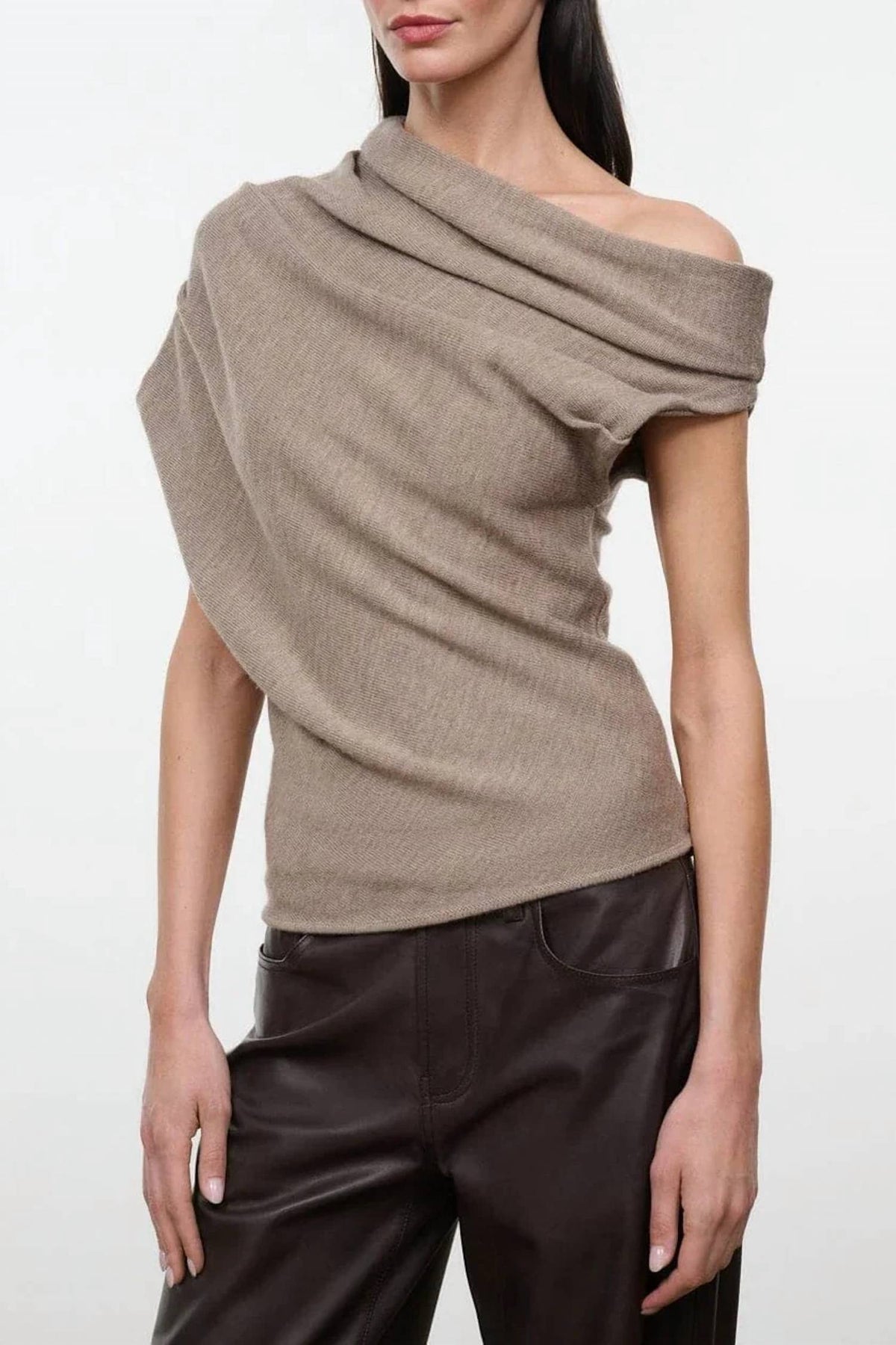 Staud - Mabel Asymmetrical Draped Knit Sweater