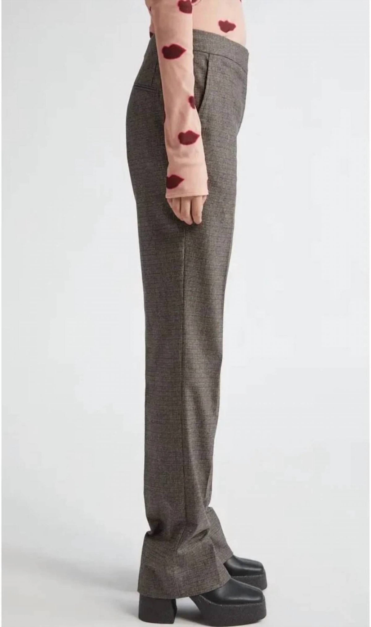 Stella Mccartney - Slim Fit Check Split Hem Wool Pants