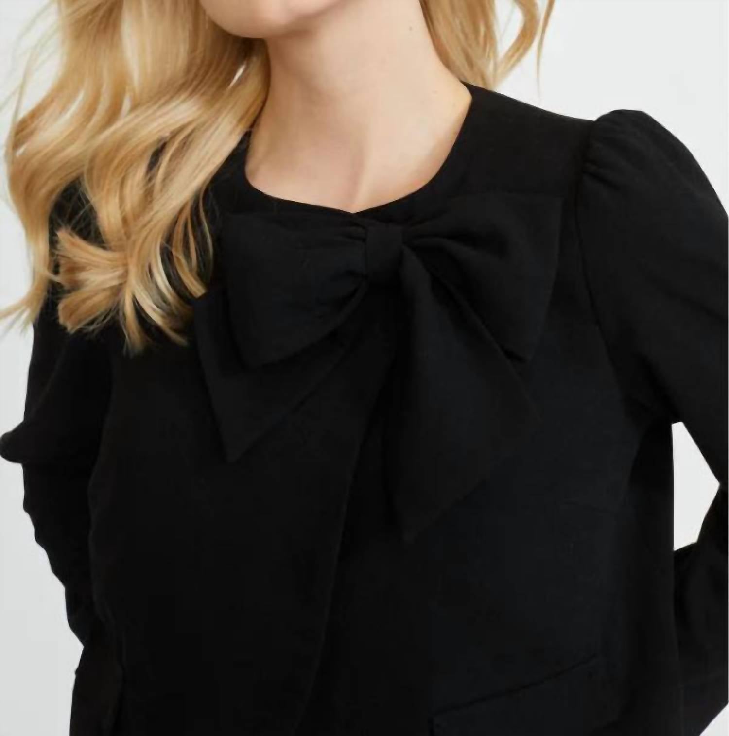 Stellah - Bow Tie Blouse - black - blouses - clothing