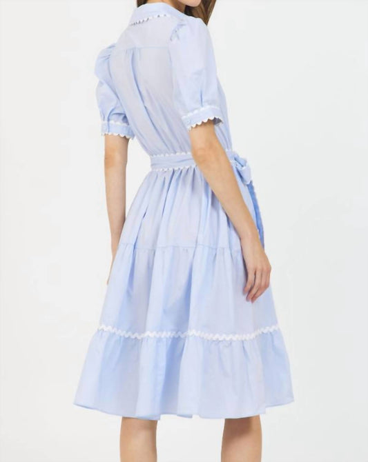 Stellah - Ricrac Trim Shirt Dress - blue - clothing - dresses