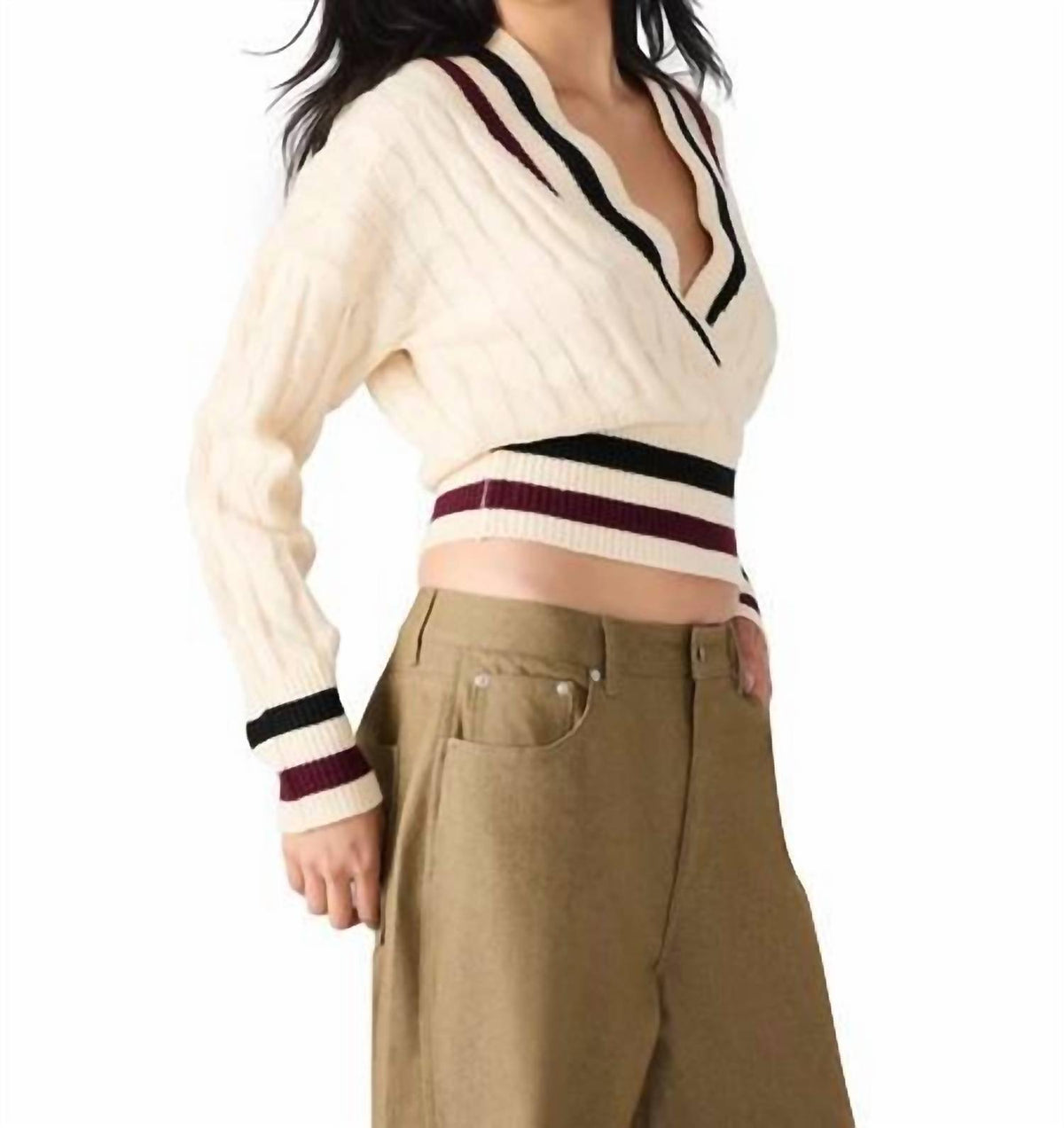 Steve Madden - Addison Cropped Cable-knit Sweater