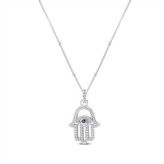Stia - Women's Hamsa Eye Necklaces - jewelry - necklaces - silver