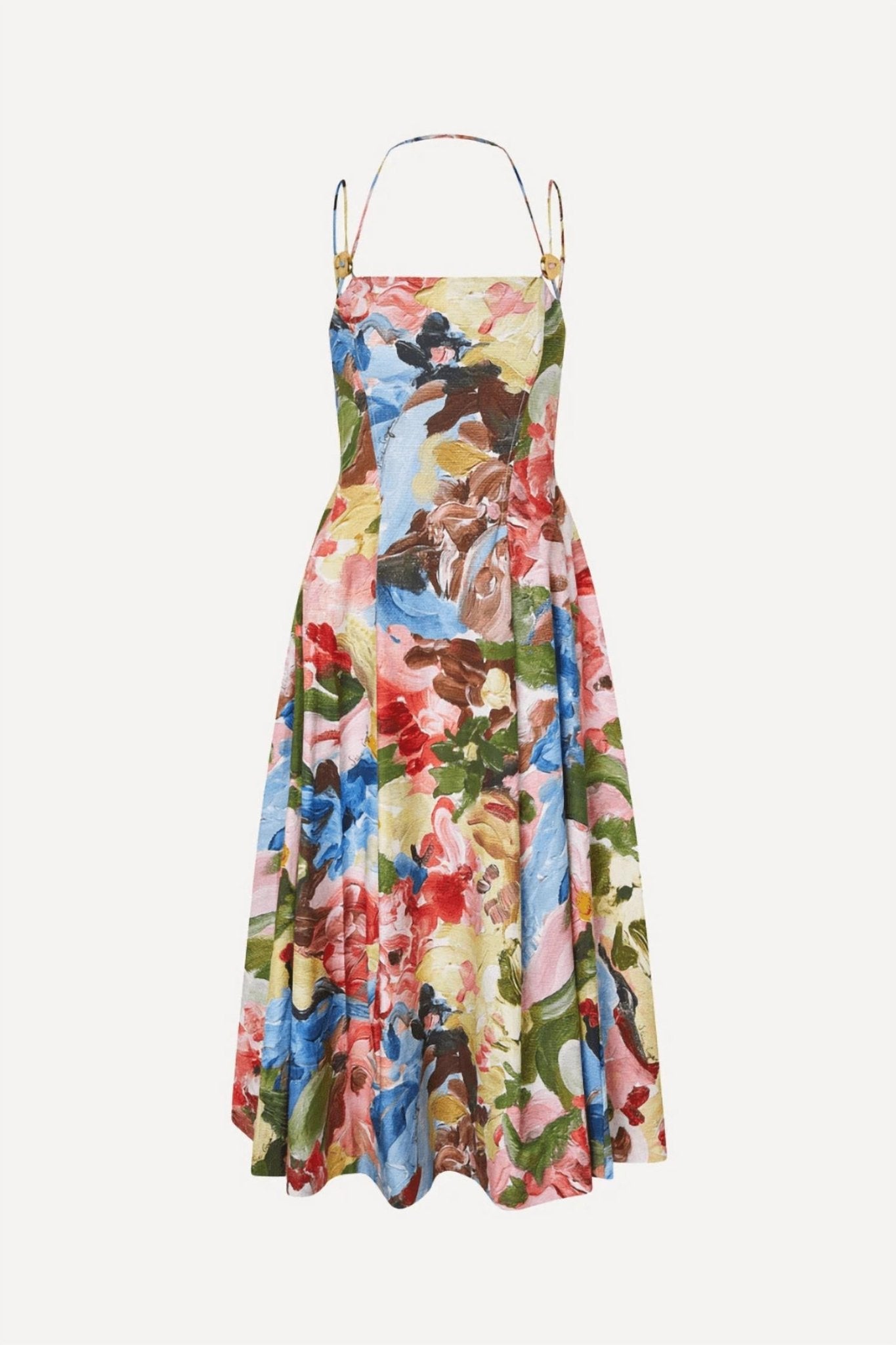 Stine Goya - Double Strap High - volume Midi Dress - blue - clothing - cotton