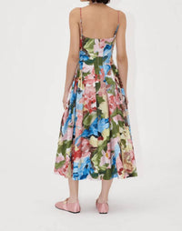 Stine Goya - Double Strap High - volume Midi Dress - blue - clothing - cotton